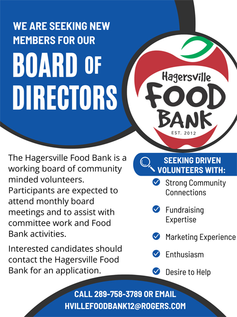 Board of Directors Needed for the Hagersville Foodbank